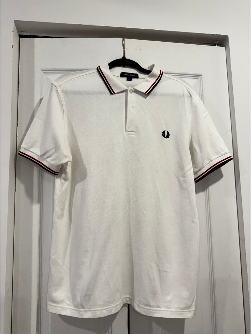 Fred Perry White Twin-Tipped Polo — Size L